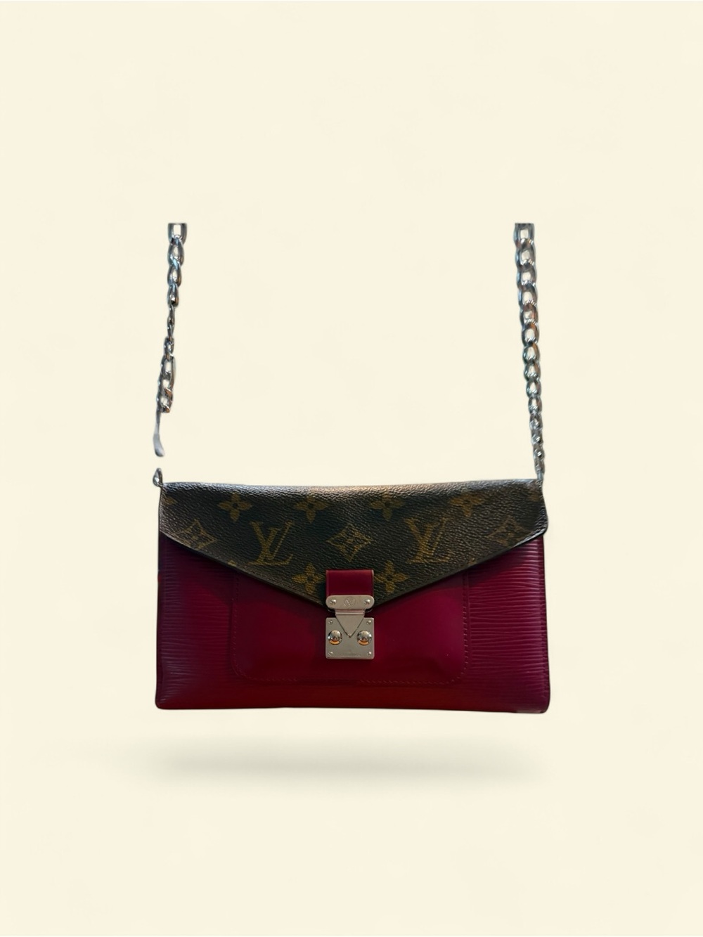 Louis Vuitton Red and Monogram Wallet may wear as crossbody